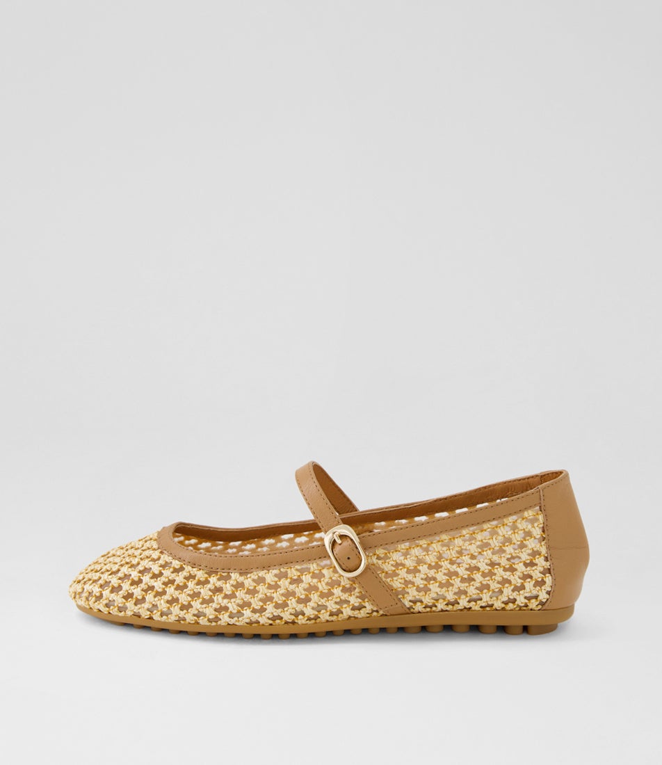 Bibble Light Natural Raffia Leather Ballet Flats Bibble Light Natural Raffia Leather Ballet Flats