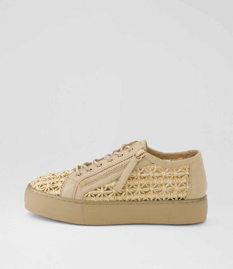Femie Natural Raffia Leather Sneakers