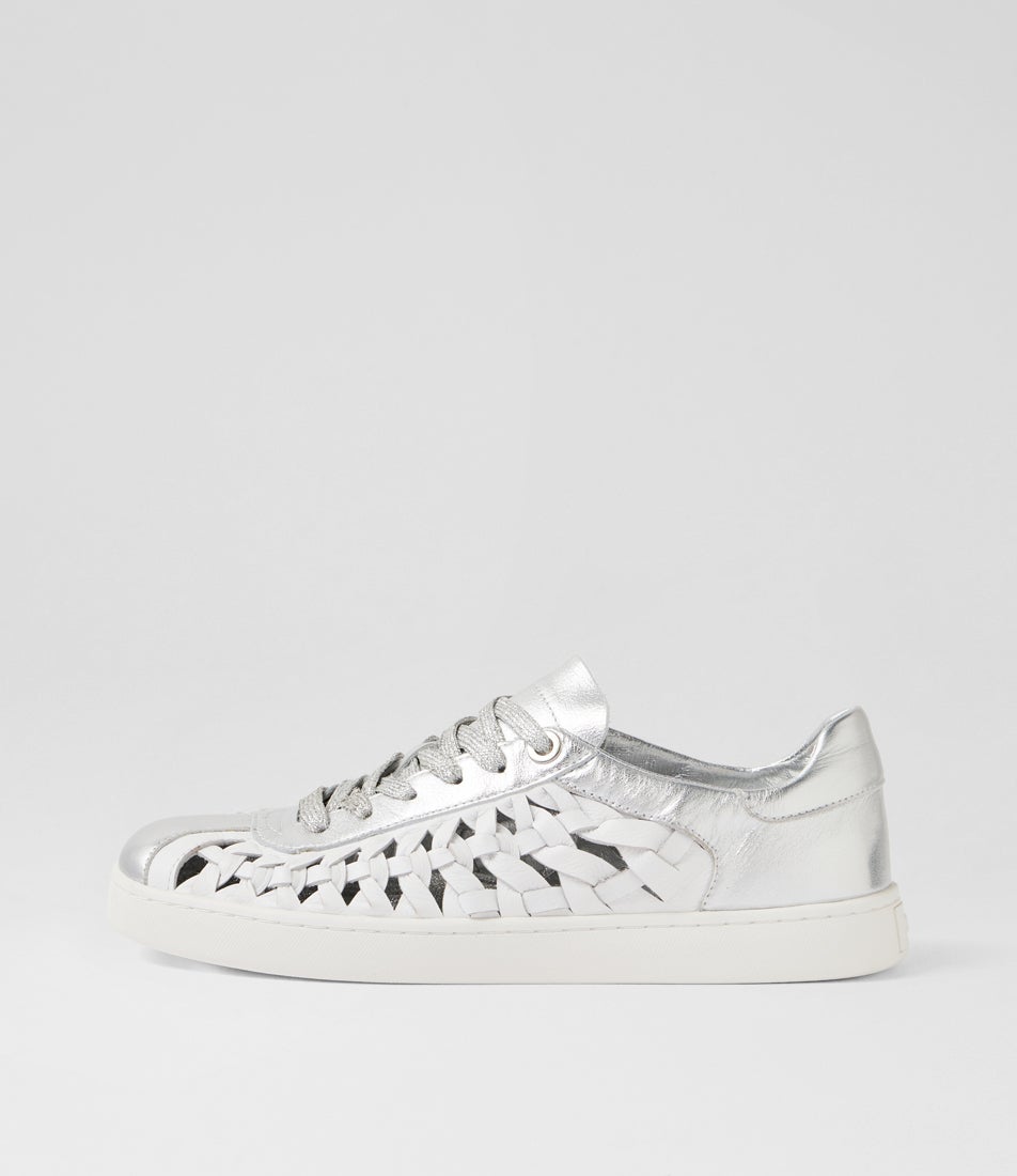 Hyea Silver White Leather Sneakers