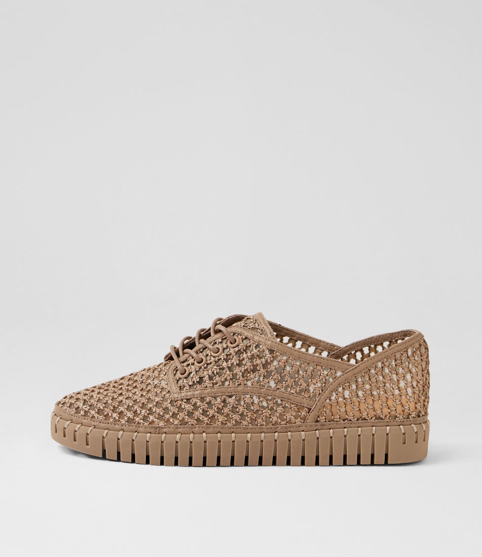 Hamburger Cocoa Syn Raffia Leather Sneakers