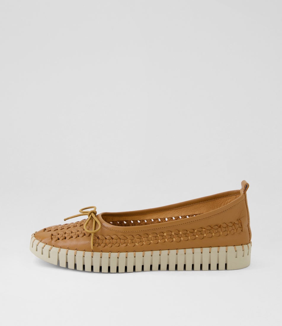 Hagar Dark Tan Almond Leather Ballet Flats Hagar Dark Tan Almond Leather Ballet Flats
