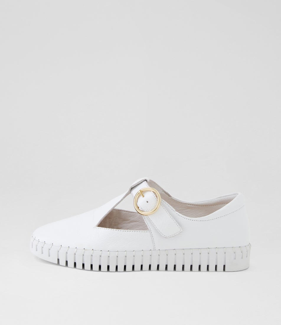 Helge White Leather Flat Shoes