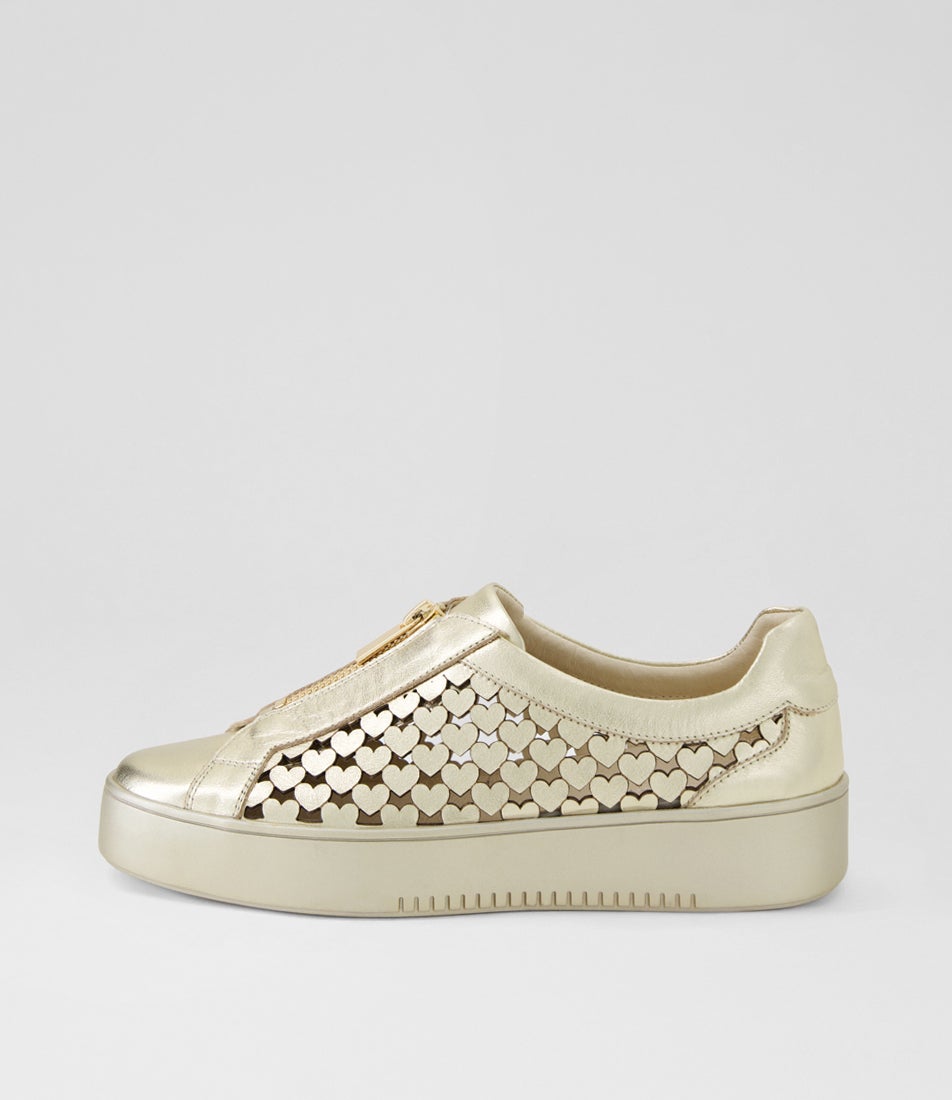 Libbey Pale Gold Leather Sneakers