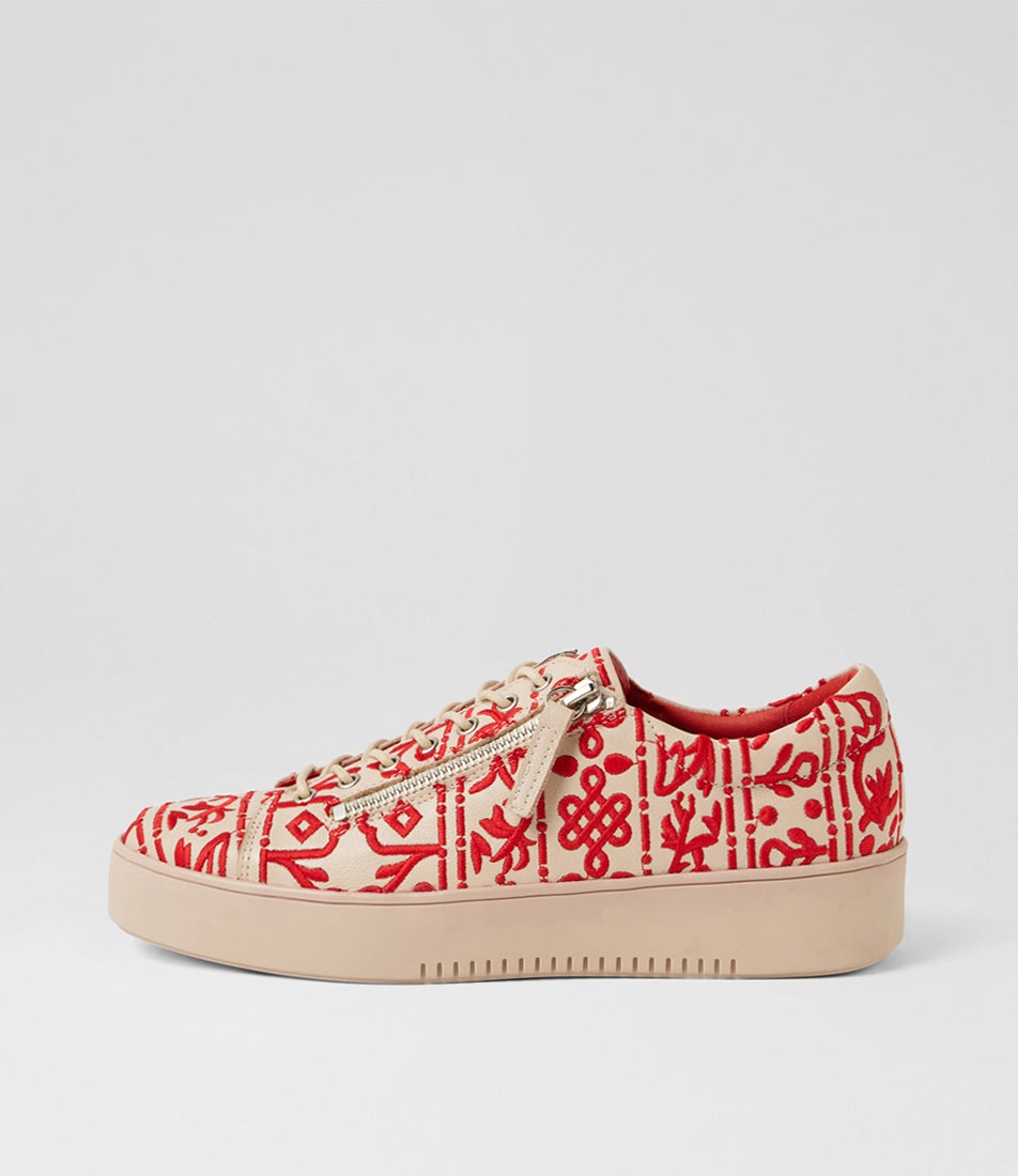 Lishpa Vanilla Red Leather Sneakers Lishpa Vanilla Red Leather Sneakers