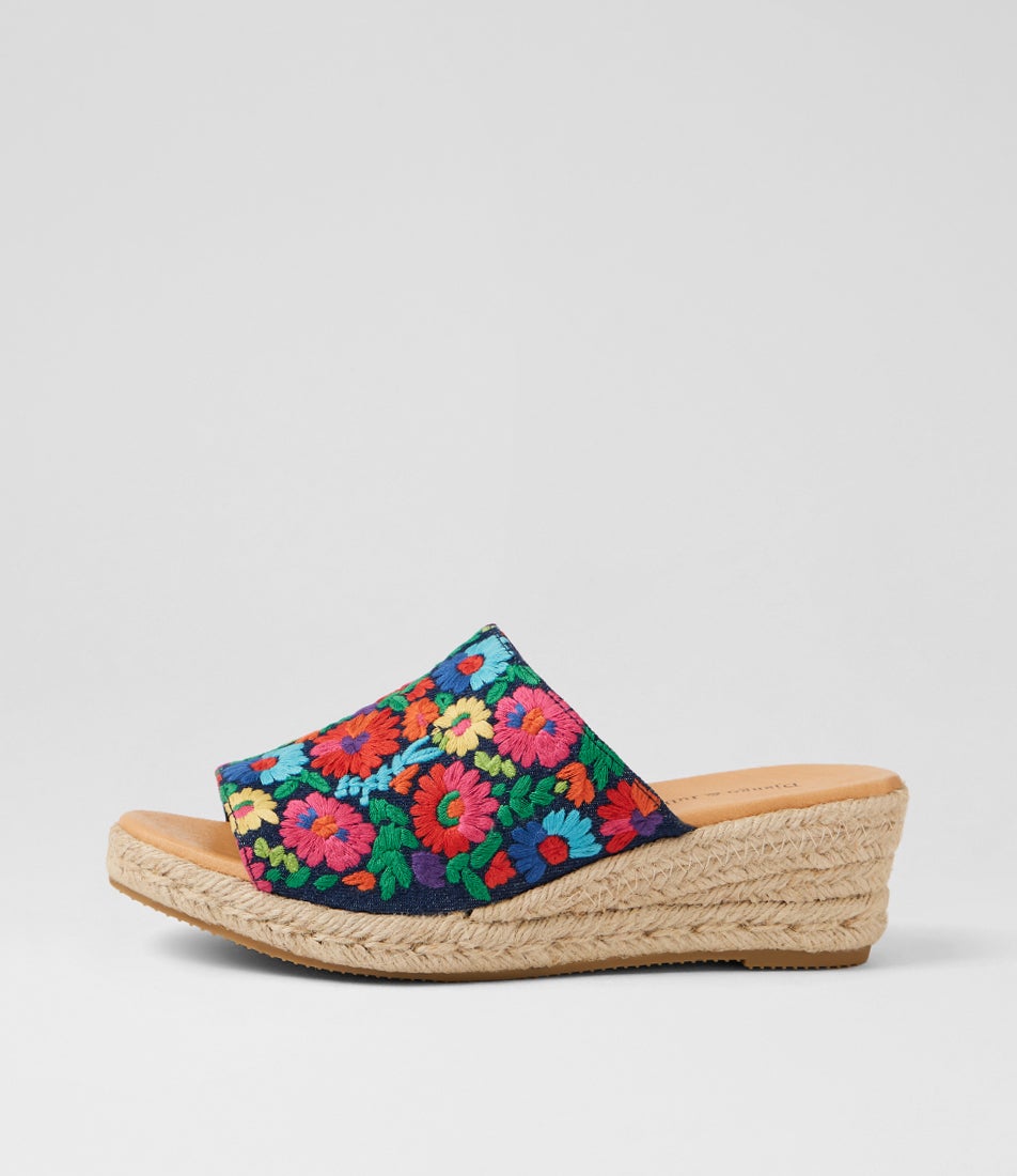 Sharkie Navy Bright Fabric Sandals Sharkie Navy Bright Fabric Sandals