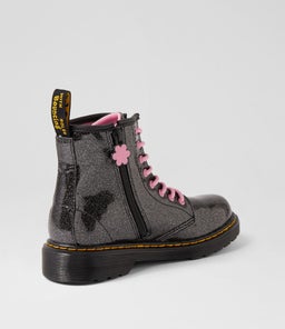 1460 JUNIOR BLACK GLITTER MAUVE PU