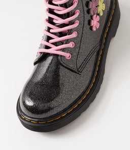 1460 JUNIOR BLACK GLITTER MAUVE PU