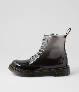1460 Junior Silver Black Glitter Gradient Pu Lace Up Boots 1460 Junior Silver Black Glitter Gradient Pu Lace Up Boots