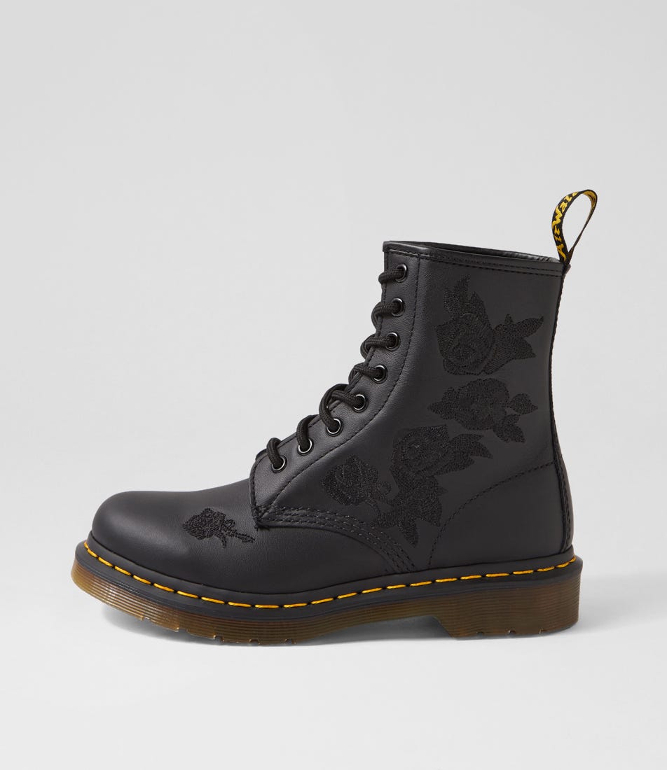 1460 Vonda Mono Black Embossed Leather Ankle Boots 1460 Vonda Mono Black Embossed Leather Ankle Boots
