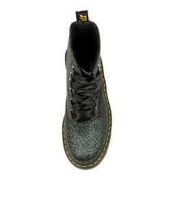 MOLLY GLITTER 8 EYE BOOT GREEN BLACK LEATHER