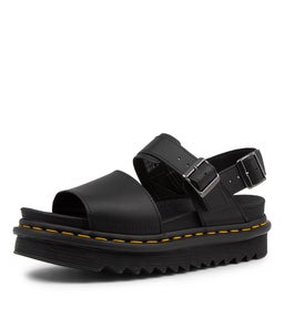 VOSS SANDAL YELLOW STITCH DM BLACK LEATHER