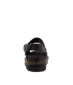 VOSS SANDAL YELLOW STITCH DM BLACK LEATHER