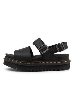 VOSS SANDAL YELLOW STITCH DM BLACK LEATHER