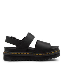 VOSS SANDAL YELLOW STITCH DM BLACK LEATHER