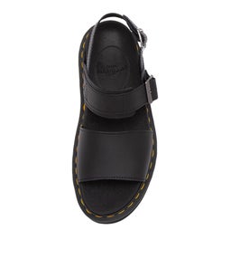 VOSS SANDAL YELLOW STITCH DM BLACK LEATHER