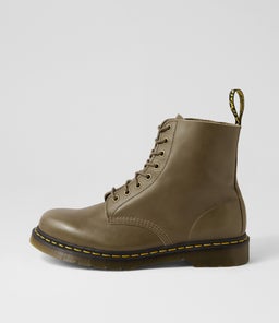 1460 PASCAL 8 EYE BOOT MENS DM OLIVE CARRARA LEATHER