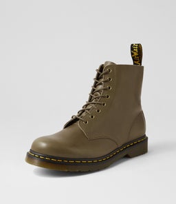 1460 PASCAL 8 EYE BOOT MENS DM OLIVE CARRARA LEATHER