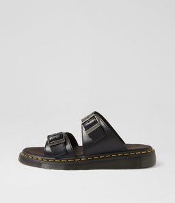 JOSEF SLIDE DM BLACK LEATHER