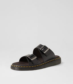 JOSEF SLIDE DM BLACK LEATHER