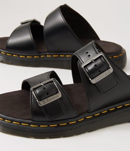 JOSEF SLIDE DM BLACK LEATHER