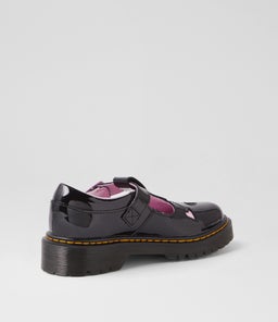 BEX HEART MJ JUNIORS DM BLACK PALE PINK PATENT LEATHER