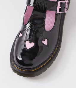 BEX HEART MJ JUNIORS DM BLACK PALE PINK PATENT LEATHER