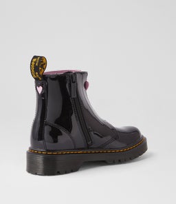 BEX HEART ZIP JUNIOR DM BLACK PALE PINK PATENT LEATHER