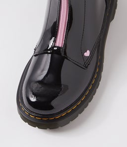 BEX HEART ZIP JUNIOR DM BLACK PALE PINK PATENT LEATHER