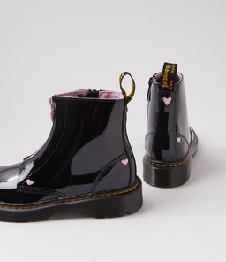 BEX HEART ZIP JUNIOR DM BLACK PALE PINK PATENT LEATHER
