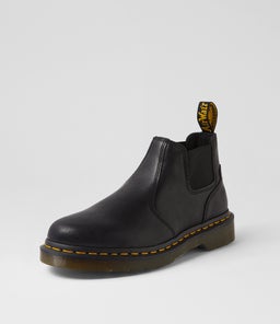 2976 CROP CHELSEA BOOT DM BLACK ROUGUE LEATHER