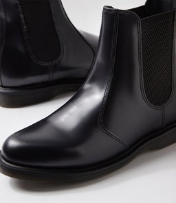 FLORA CHELSEA BOOT DM BLACK POLISHED SMOOTH LEATHER