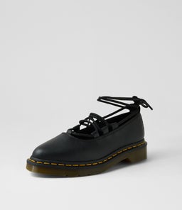 ELPHIE II LACE UP SHOE DM BLACK VIRGINIA LEATHER