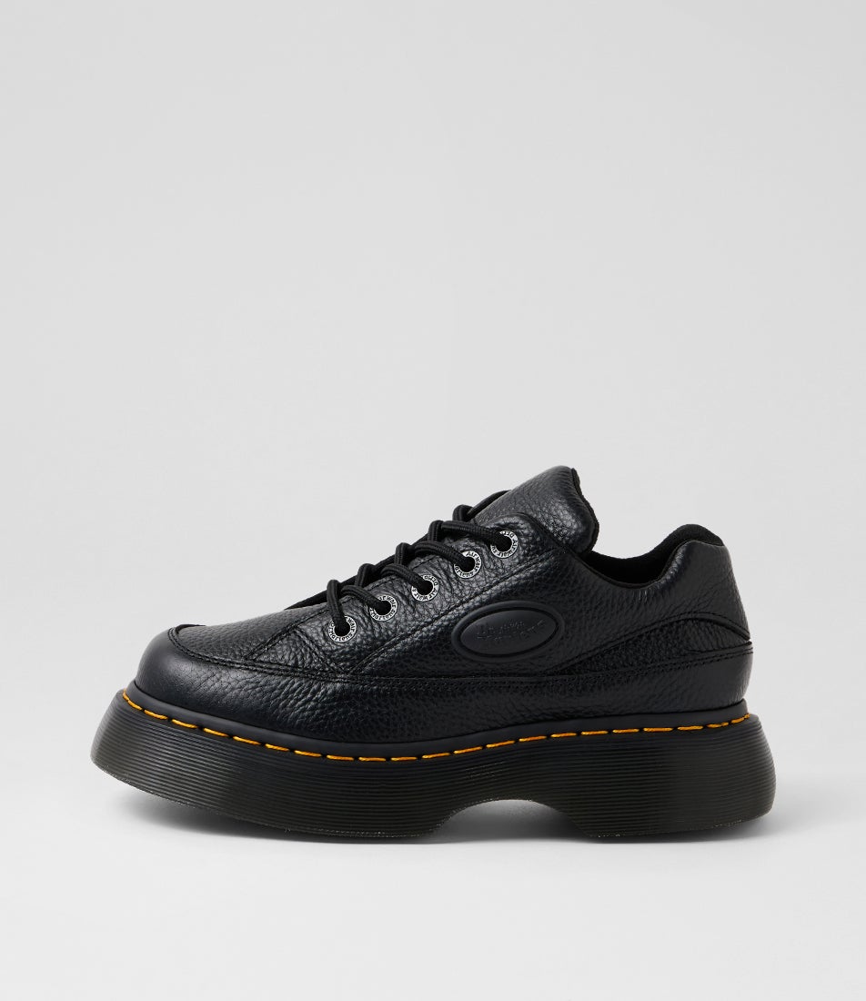 Buzz Black Nappa Leather Lace Up Flats