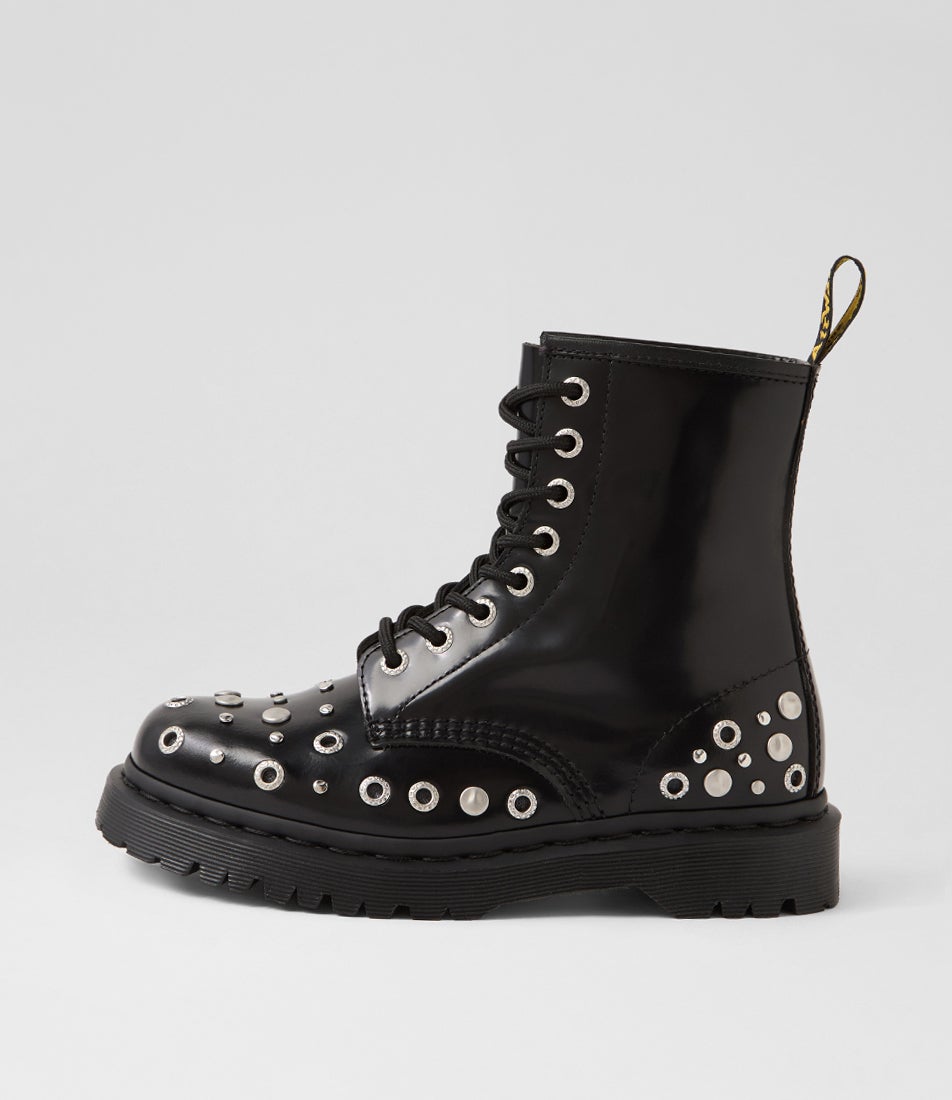 1460 Hardware Black Leather Lace Up Boots 1460 Hardware Black Leather Lace Up Boots