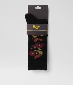 FLORAL SOCKS DM BLACK ORGANIC COTTON
