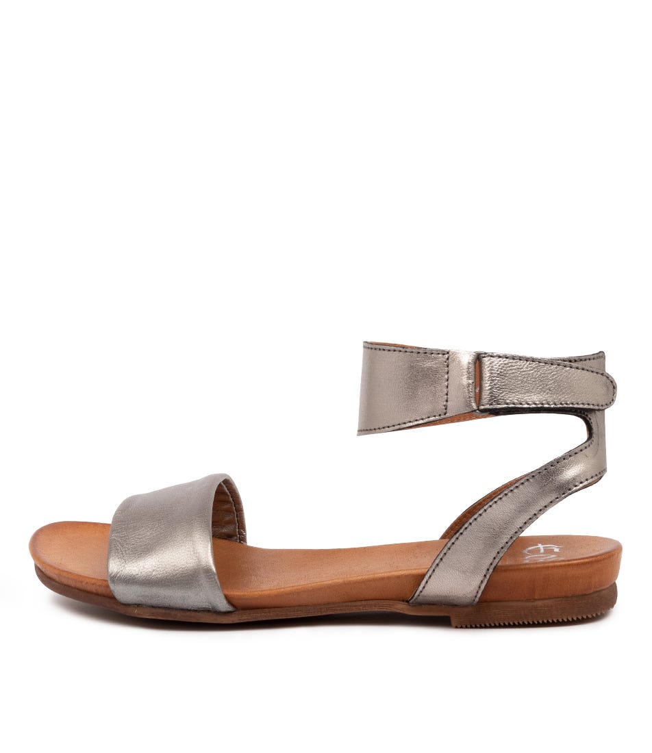Buy Eos Lauren W Pewter Flat Sandals online with free shipping