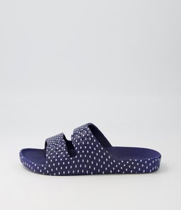 SLIDES W FM DOTS WHITE NAVY SMOOTH