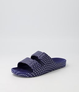 SLIDES W FM DOTS WHITE NAVY SMOOTH