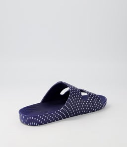 SLIDES W FM DOTS WHITE NAVY SMOOTH