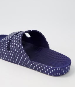 SLIDES W FM DOTS WHITE NAVY SMOOTH
