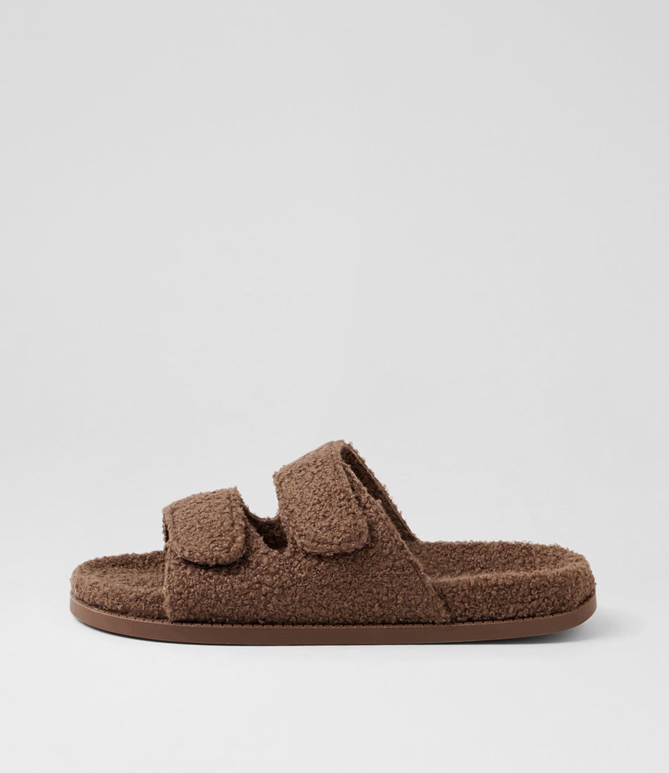 Evu Mocha Fabric Slides Evu Mocha Fabric Slides