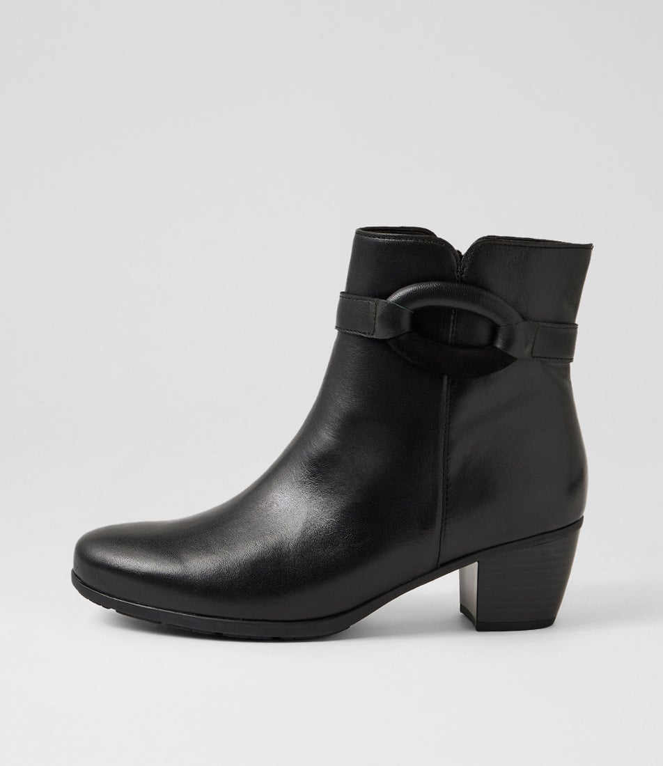 Rowina Schwarz Leather Ankle Boots