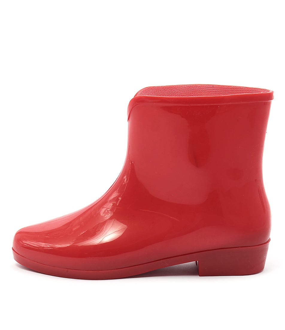 red pvc ankle boots