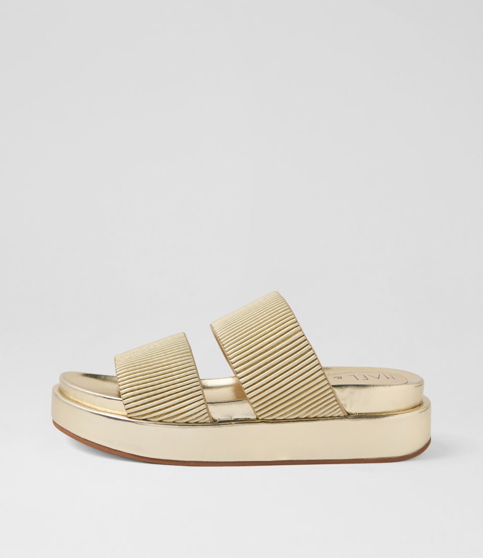 Provence Gold Leather Slides Provence Gold Leather Slides