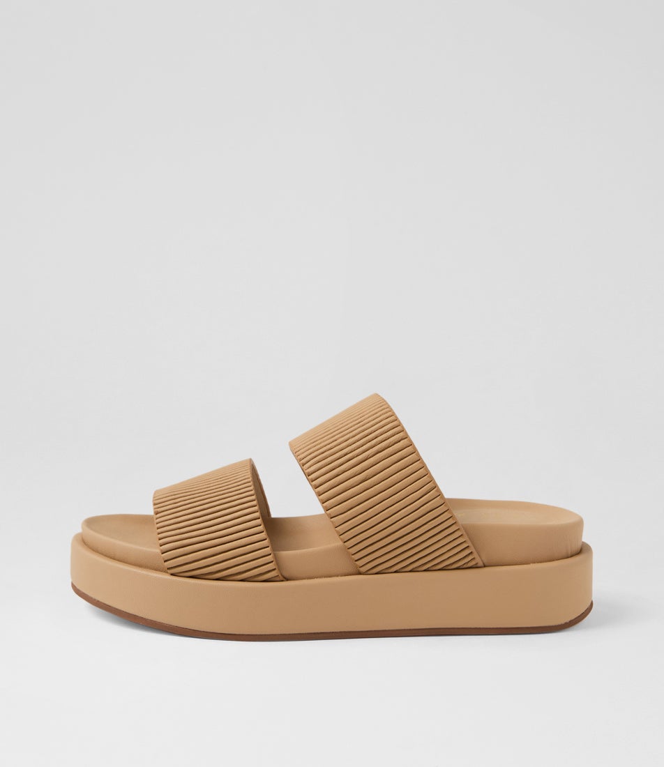 Provence Caramel Leather Slides Provence Caramel Leather Slides
