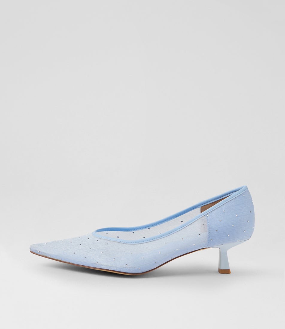 Jupiter Cornflour Embellished Mesh Leather Pump Heels Jupiter Cornflour Embellished Mesh Leather Pump Heels