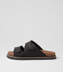 Fairo Black Leather Slides Fairo Black Leather Slides