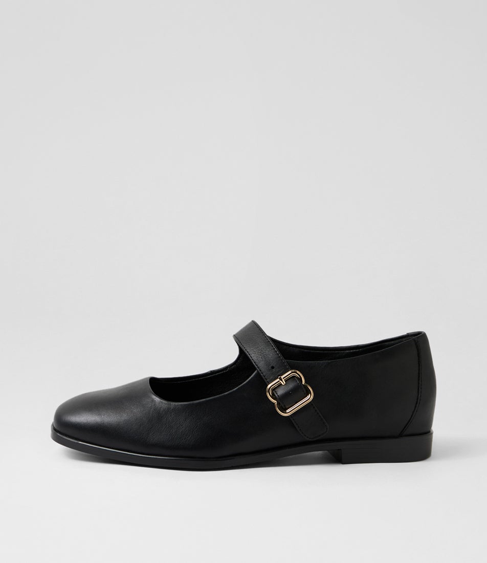 Zinnia Black Leather Flat Shoes Zinnia Black Leather Flat Shoes