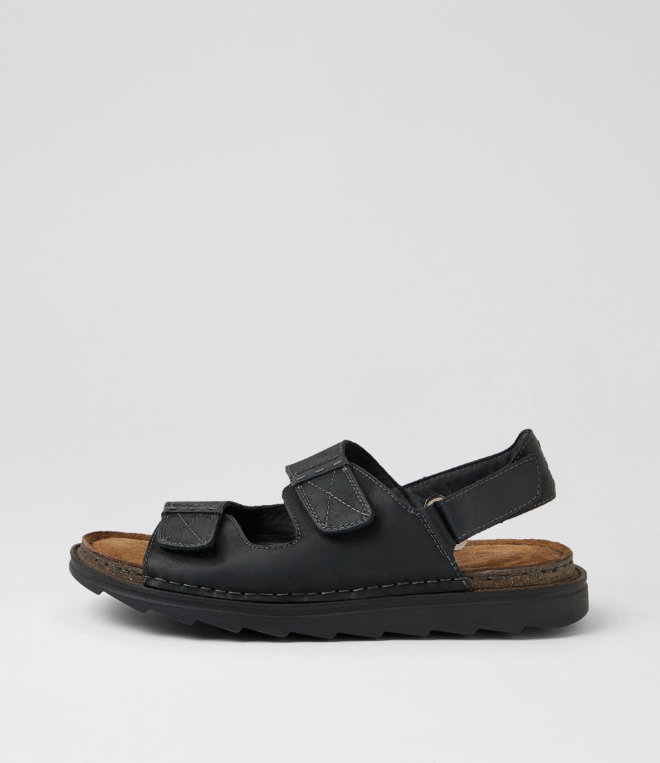 Izar Black Wild Oiled Leather Sandals