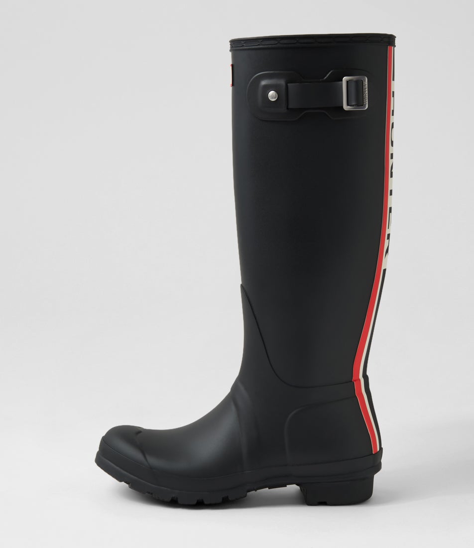 Original Logo Black Rubber Knee High Boots